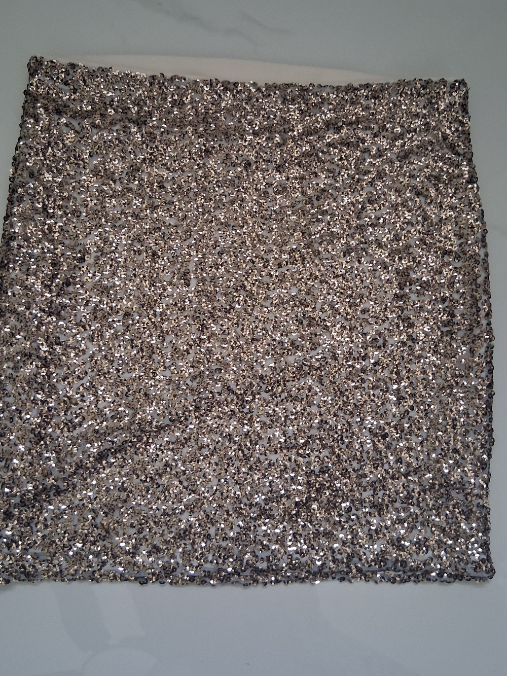 Decree Dark Gold Sequin Mini Skirt